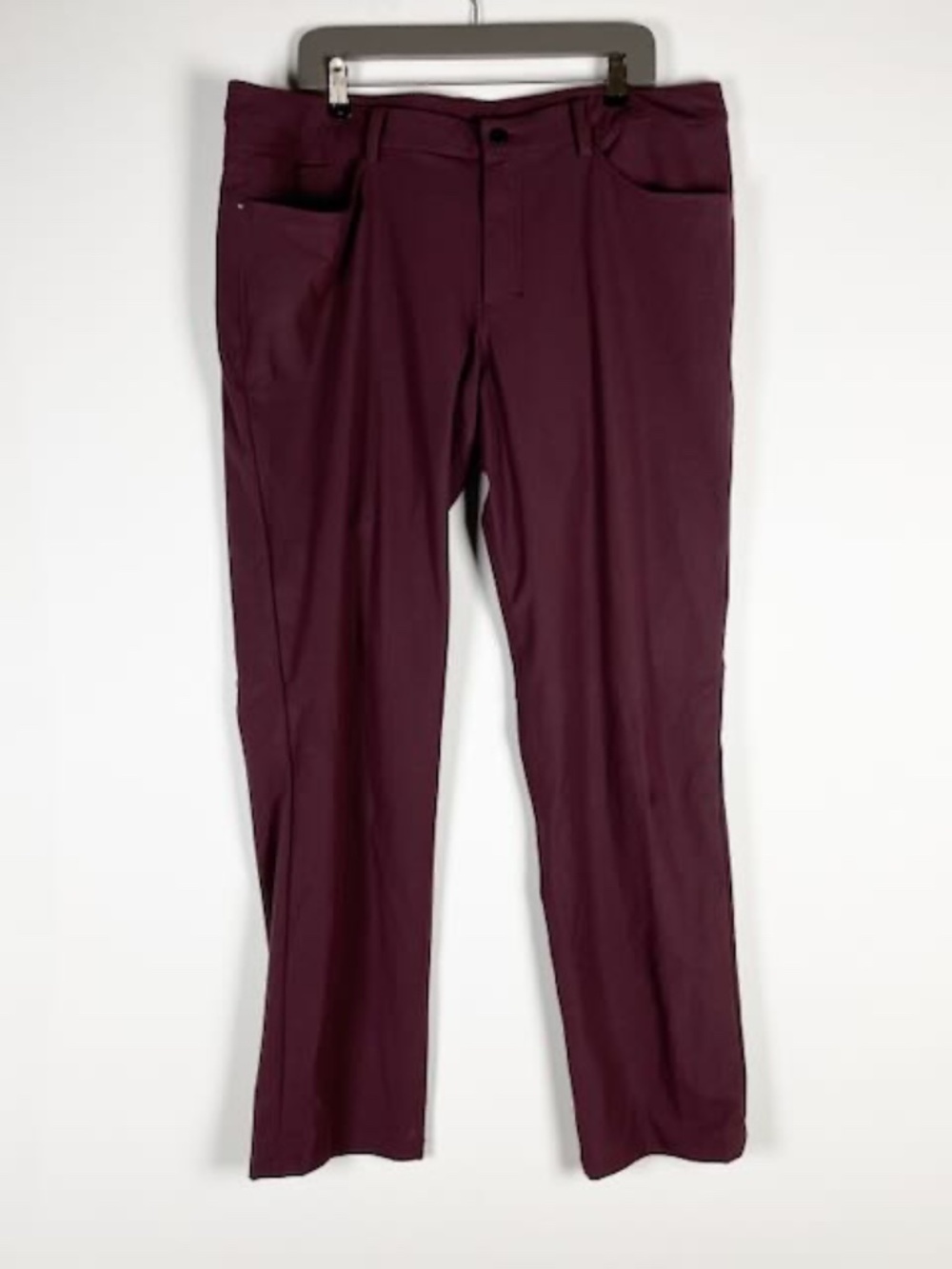 Lululemon Men's Mid Rise Straight Leg Casual Trouser Pants Burgundy 38